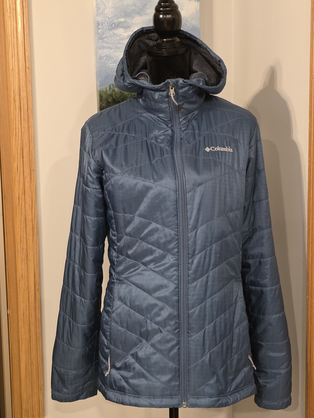 Columbia Omni-Heat Hooded Winter Jacket-Dark Teal In Women's Large